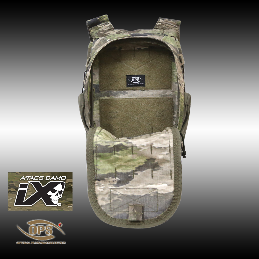 Internal loop lining and laser-cut bungee cord retention of OPS zip-on pack