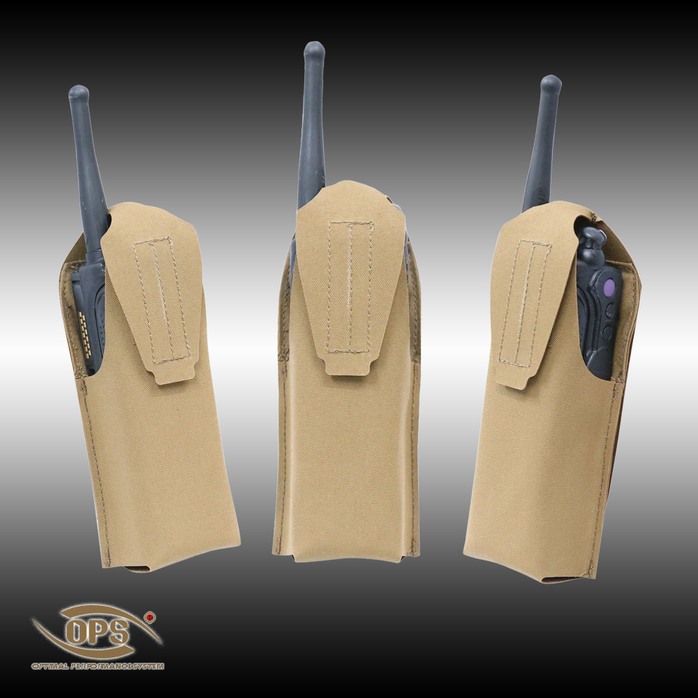 Coyote Brown military tactical radio pouch with PTT clearance.
