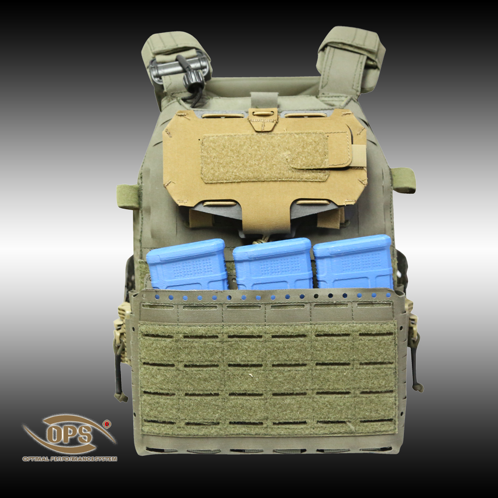 Closed window configuration shielding smartphone display screen on tactical carrier.
